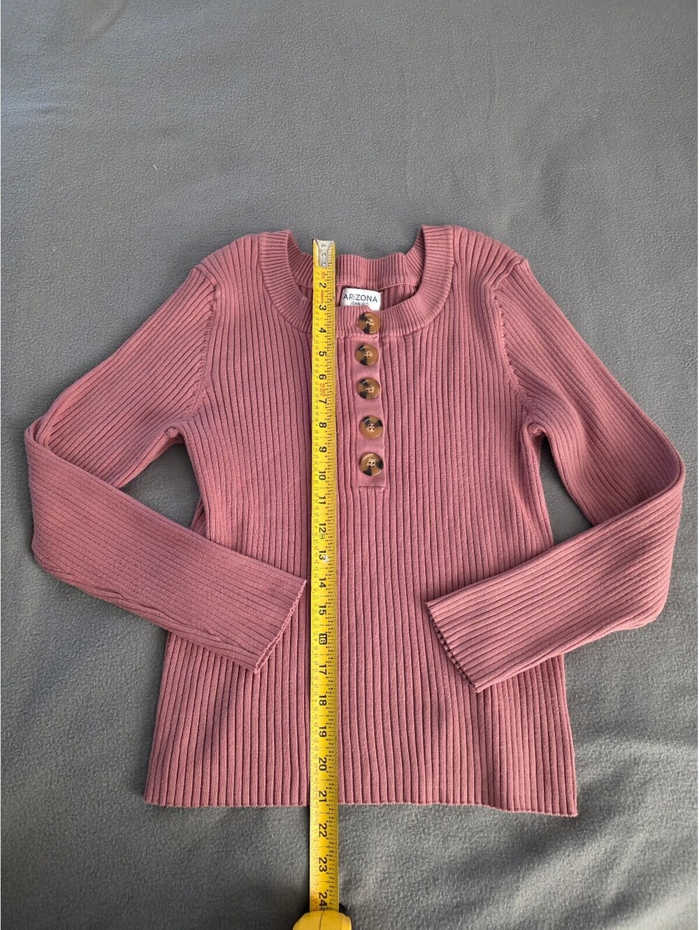 Arizona Jean Co Women’s XXL Dusty Rose Ribbed Henley Sweater Top